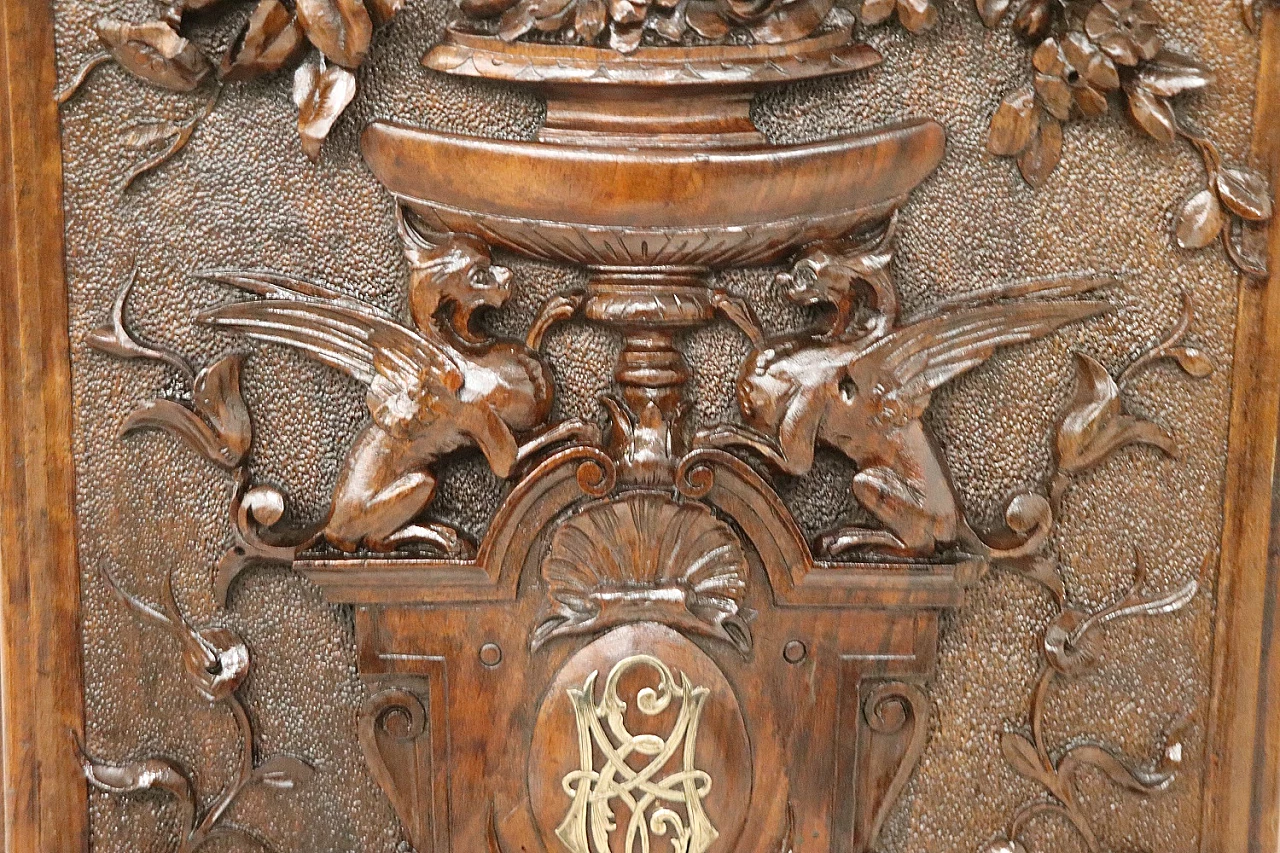 Renaissance-style carved walnut magazine rack, 19th century 6