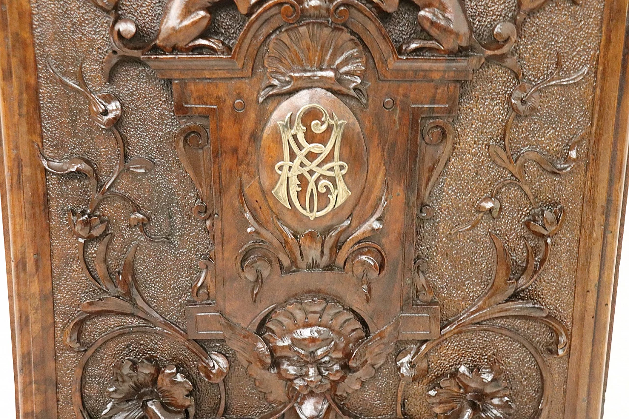 Renaissance-style carved walnut magazine rack, 19th century 7