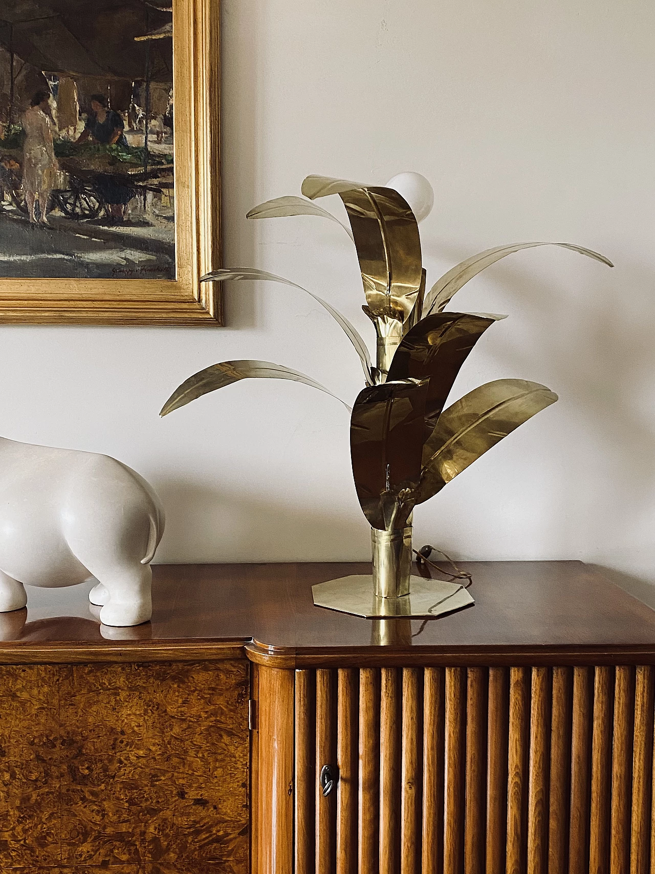 Brass palm-shaped table lamp by Bottega Gadda, 1960 9