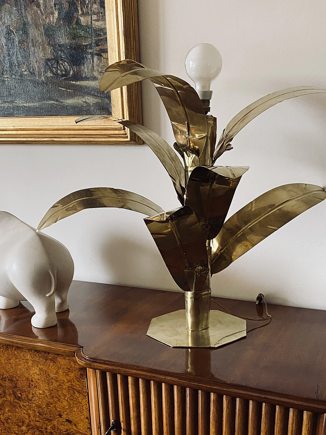 Brass palm-shaped table lamp by Bottega Gadda, 1960 10