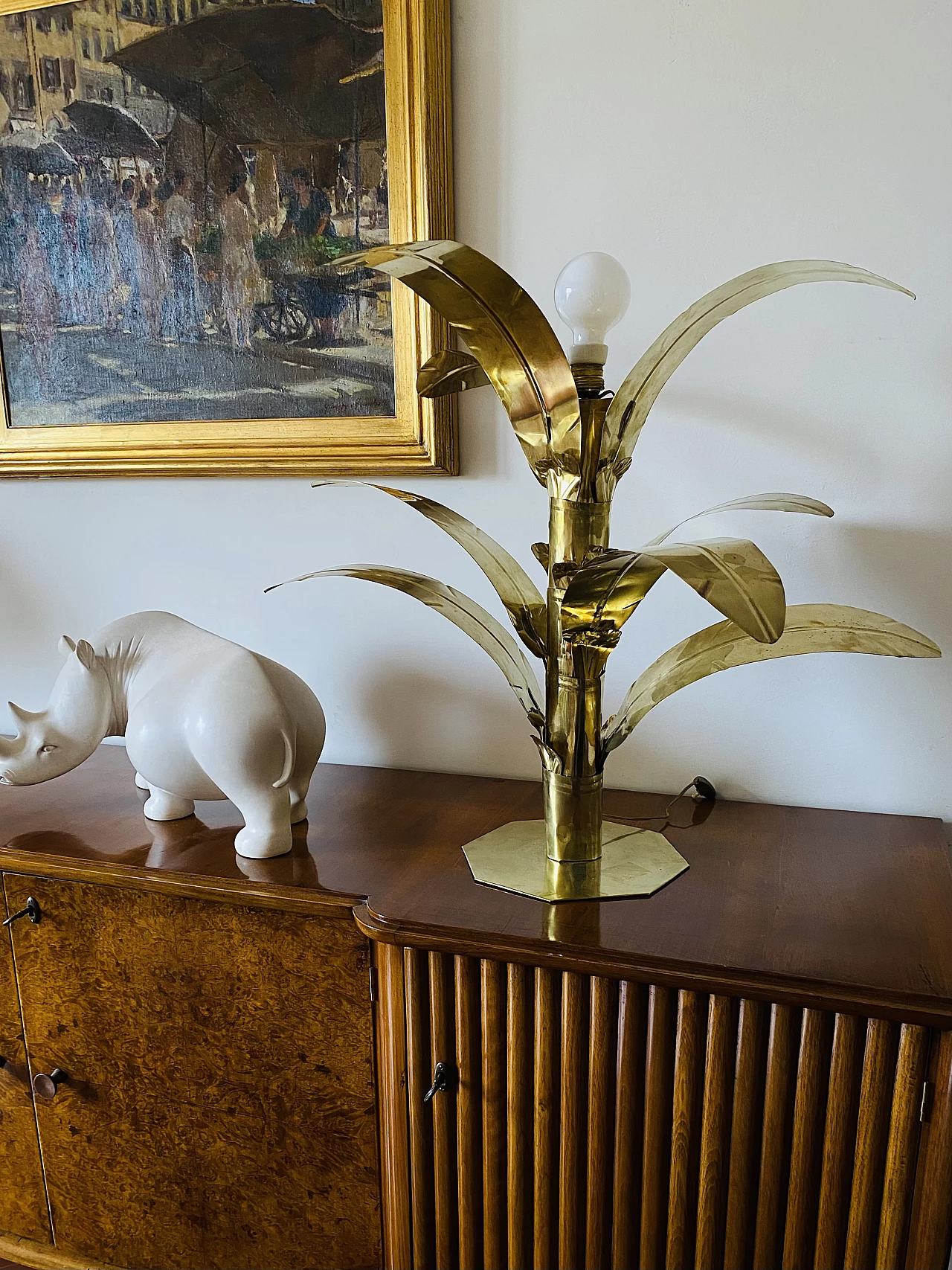 Brass palm-shaped table lamp by Bottega Gadda, 1960 11