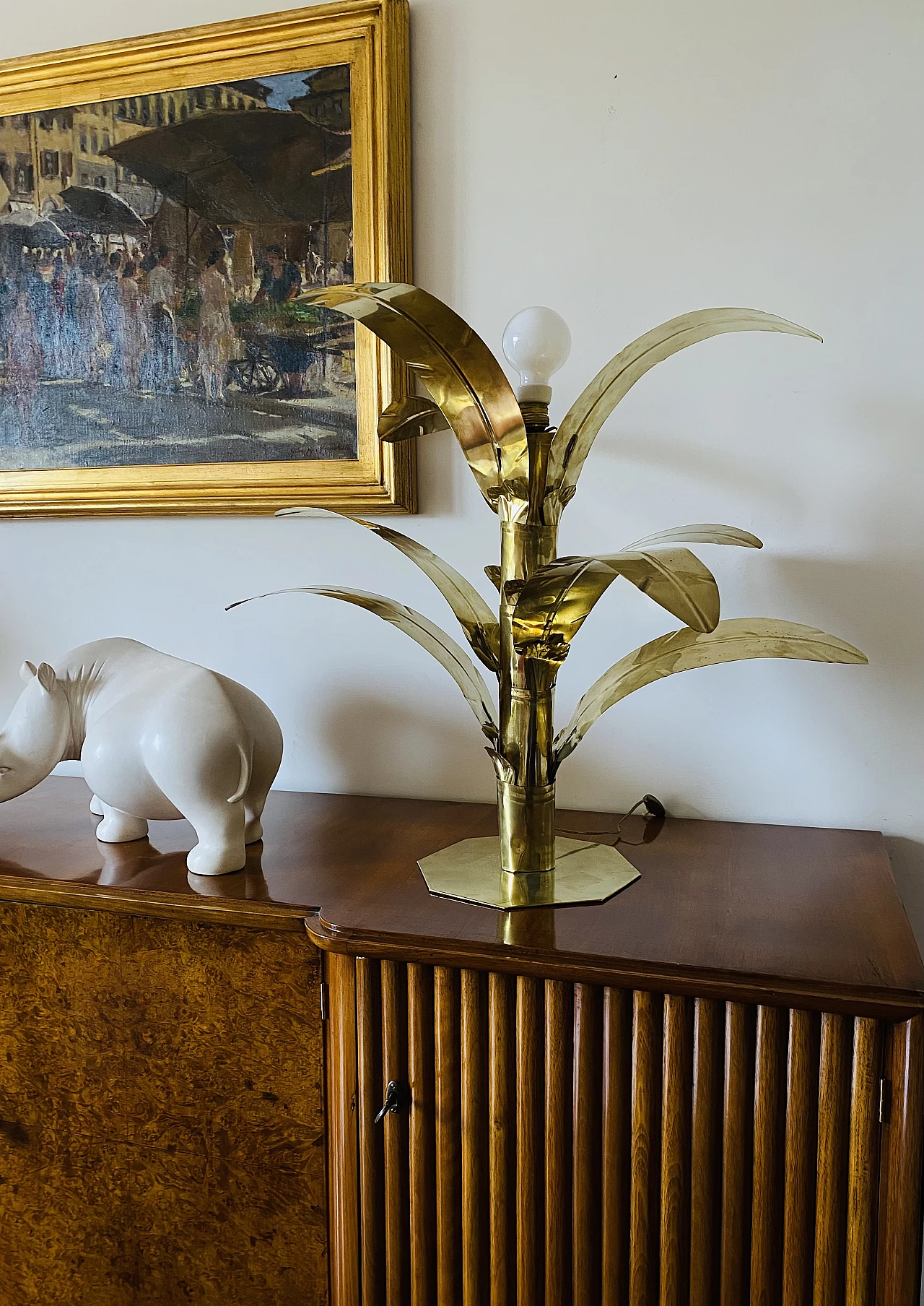 Brass palm-shaped table lamp by Bottega Gadda, 1960 12