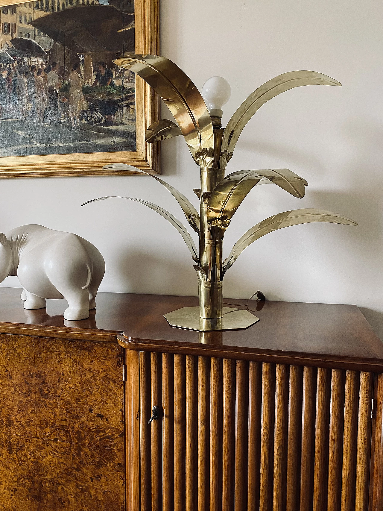 Brass palm-shaped table lamp by Bottega Gadda, 1960 13