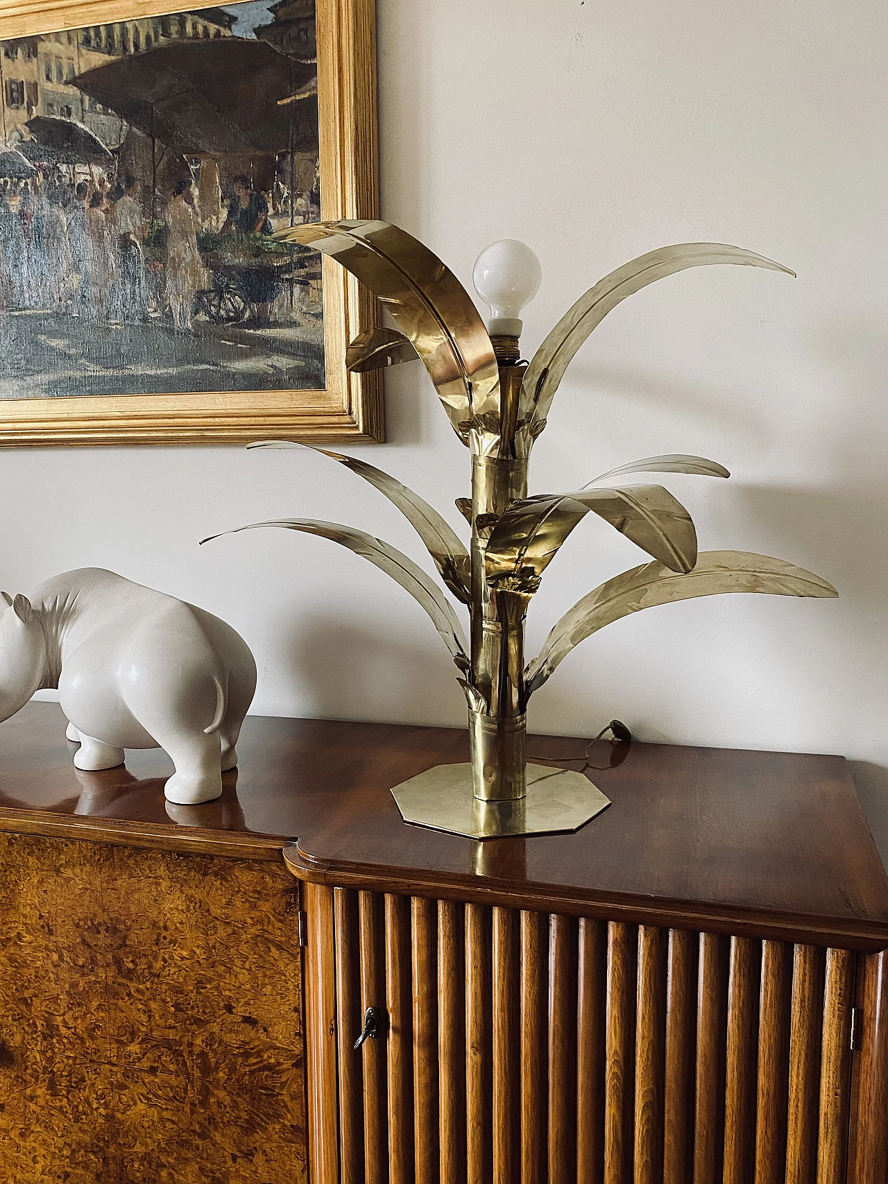 Brass palm-shaped table lamp by Bottega Gadda, 1960 14