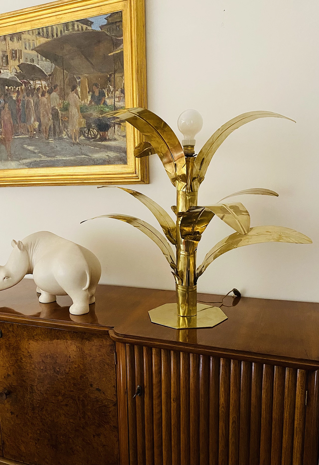 Brass palm-shaped table lamp by Bottega Gadda, 1960 15
