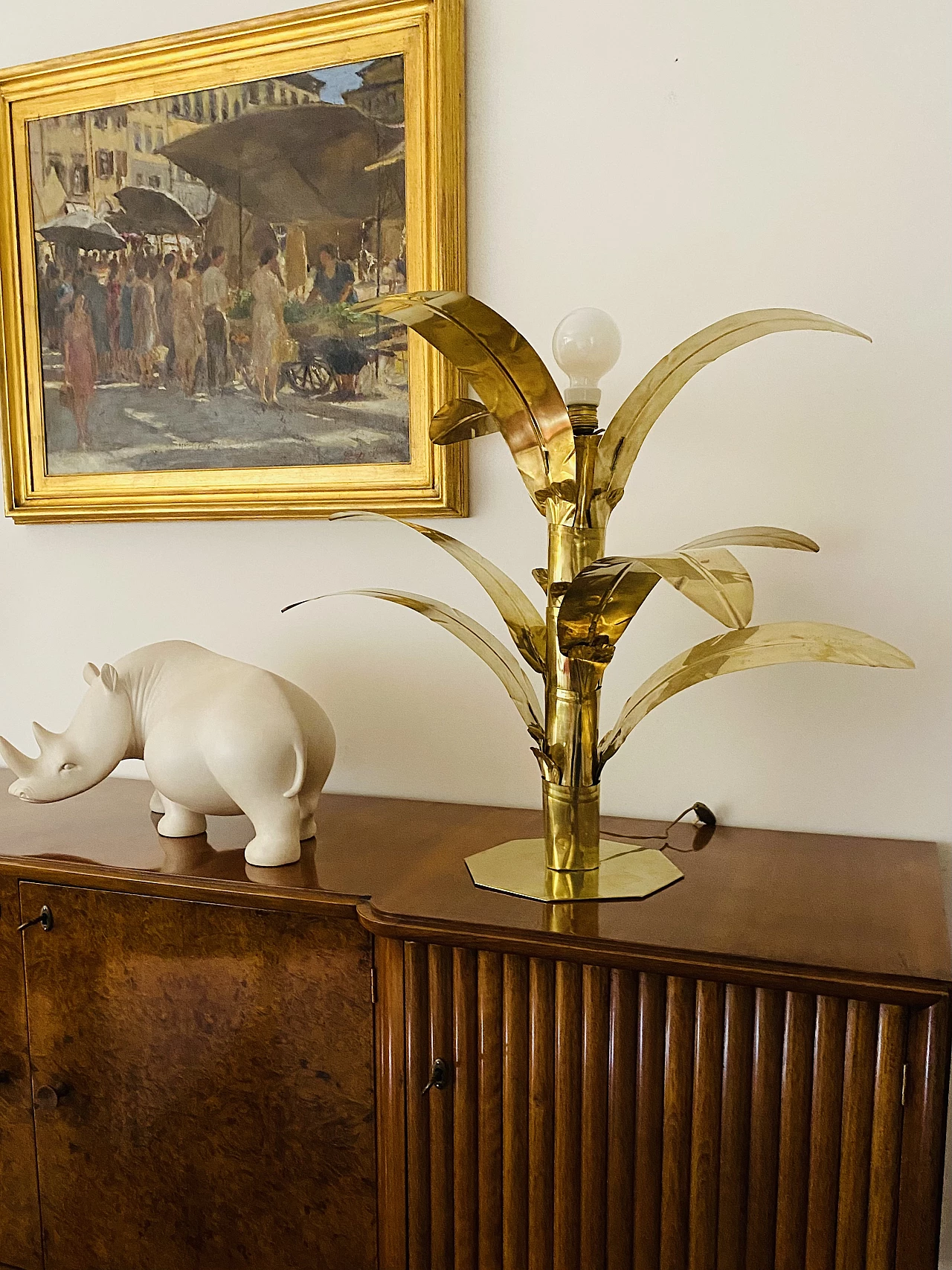 Brass palm-shaped table lamp by Bottega Gadda, 1960 16