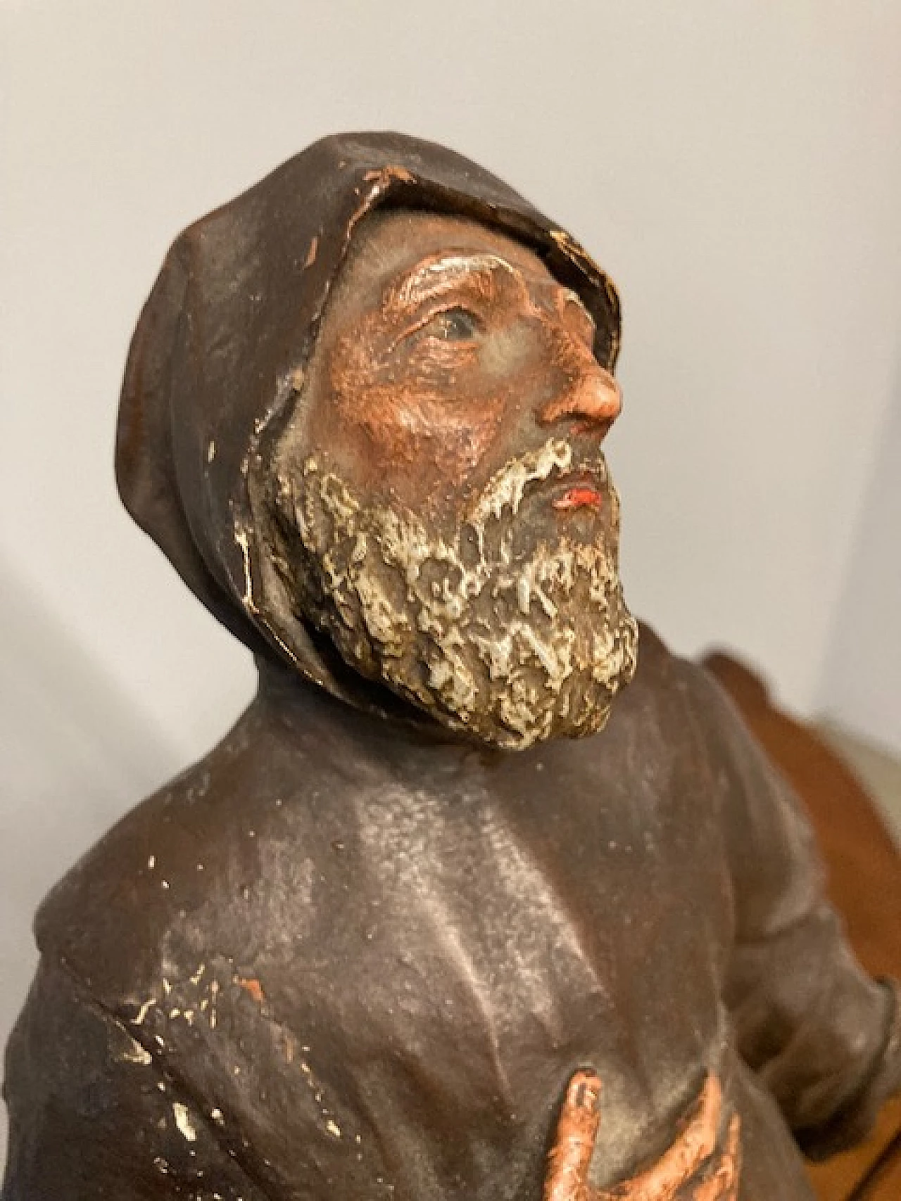 Polychrome terracotta sculpture of St. Francis of Paola, 18th century 4