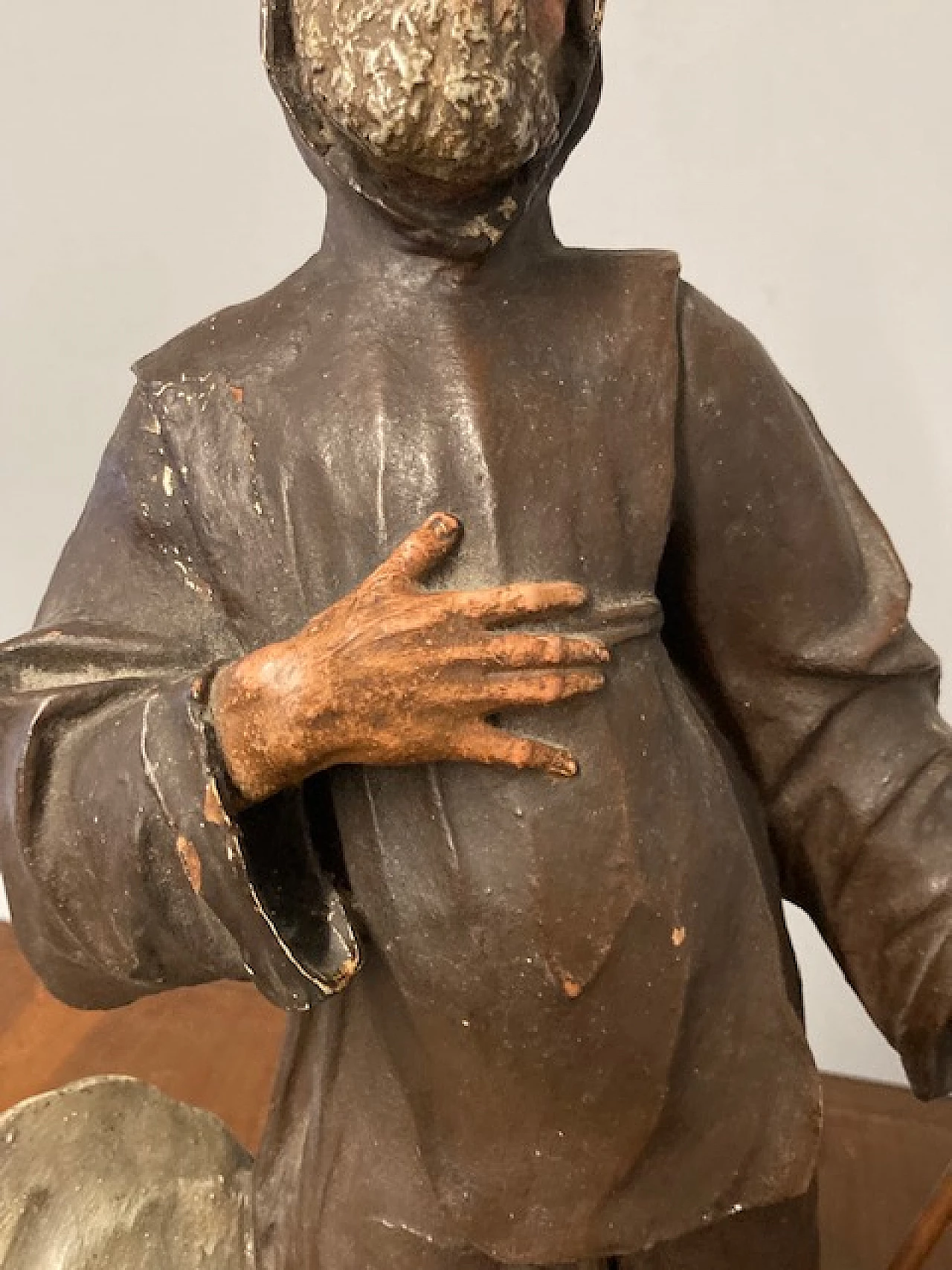 Polychrome terracotta sculpture of St. Francis of Paola, 18th century 8