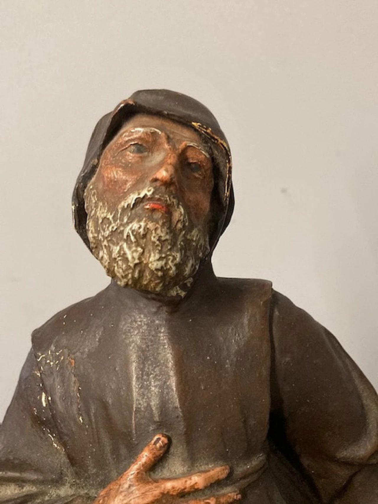 Polychrome terracotta sculpture of St. Francis of Paola, 18th century 9