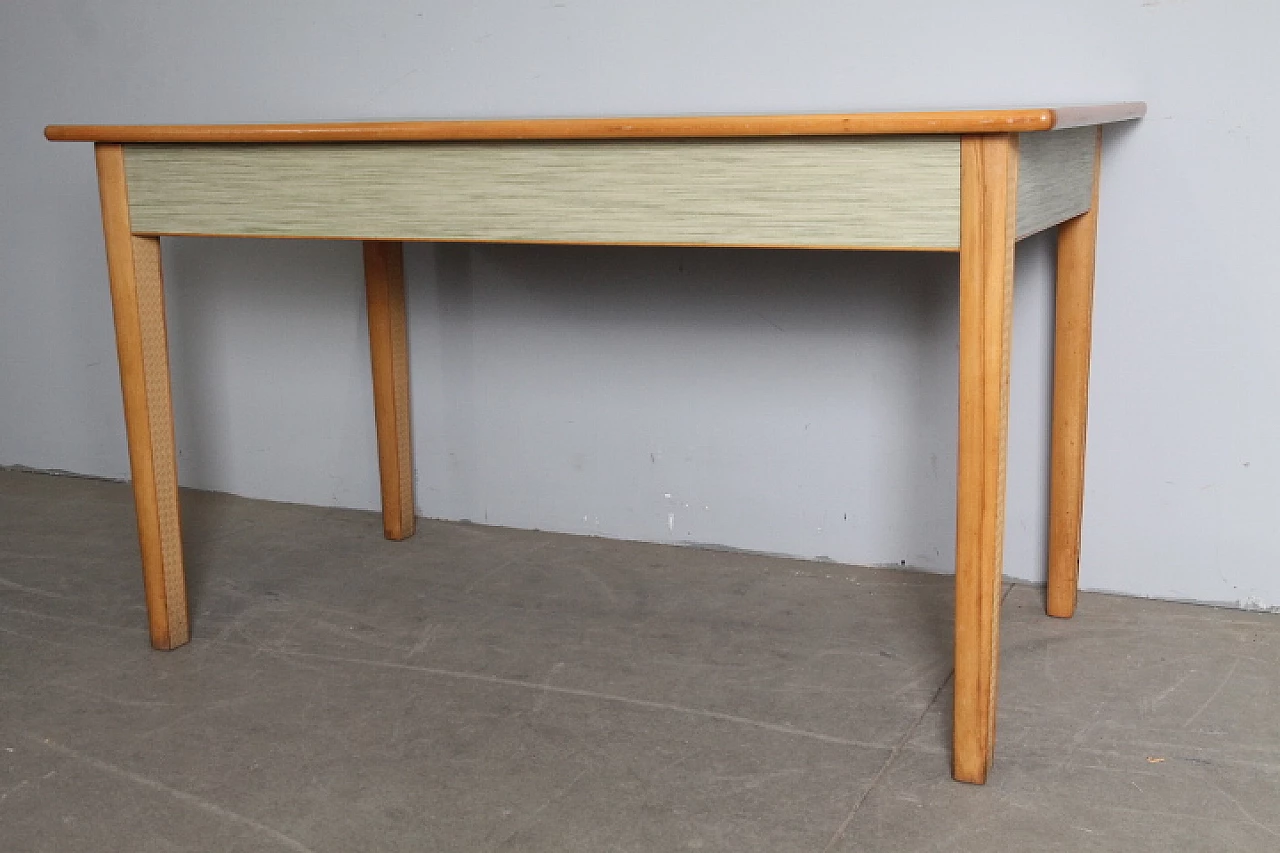 Solid beech table with green laminate top, 1960s 1