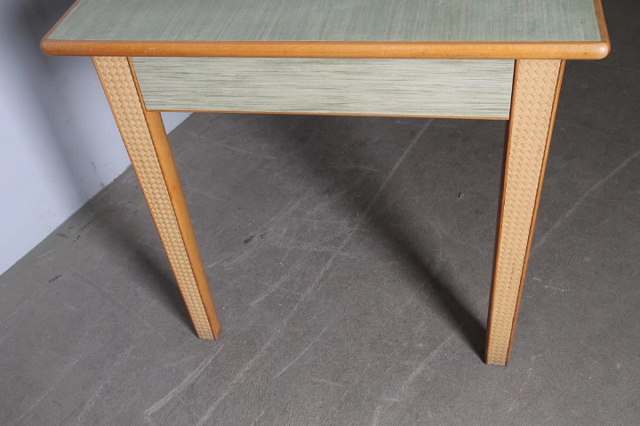 Solid beech table with green laminate top, 1960s 8