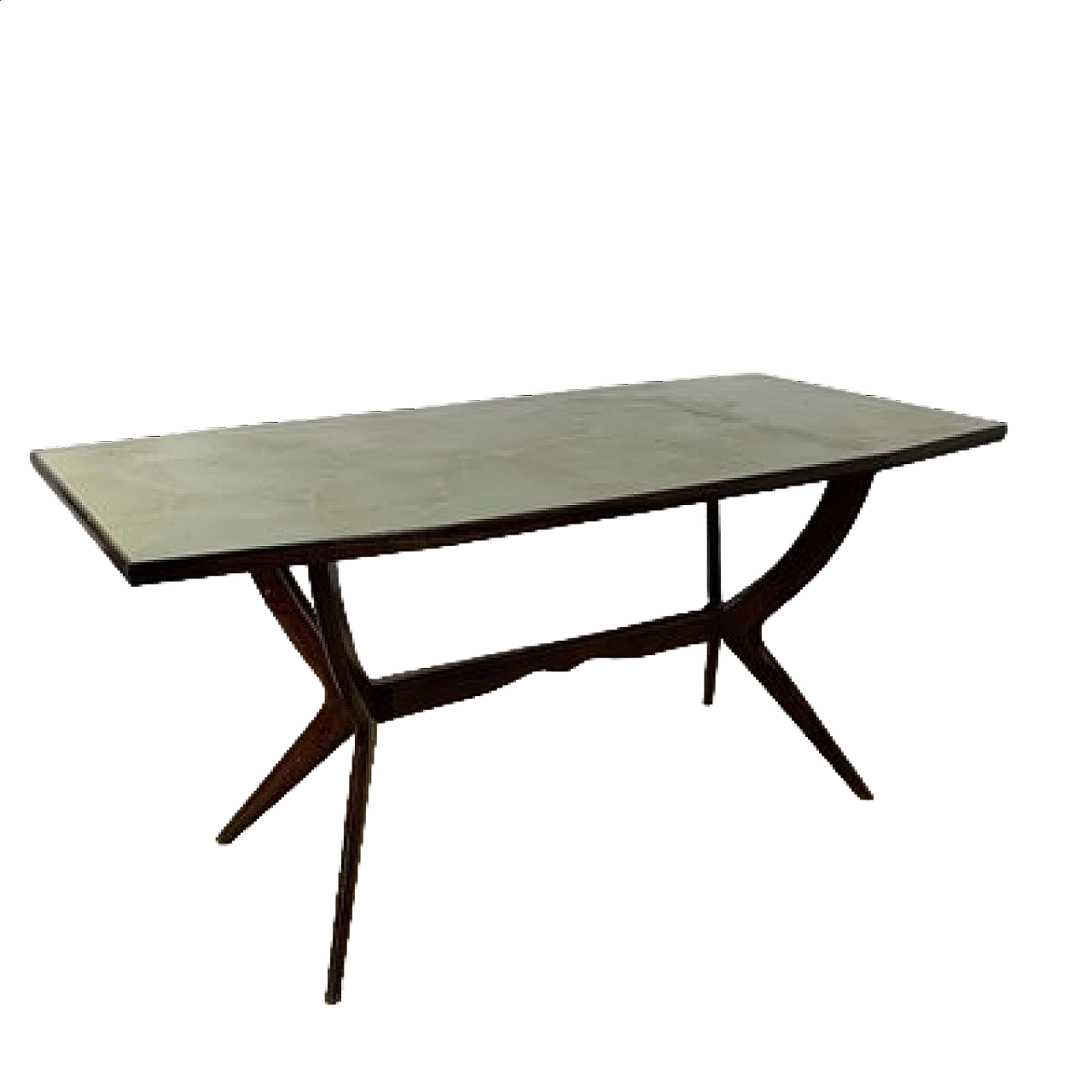 Tavolo da pranzo con ripiano in vetro nello stile di Ico Parisi, anni '50 11