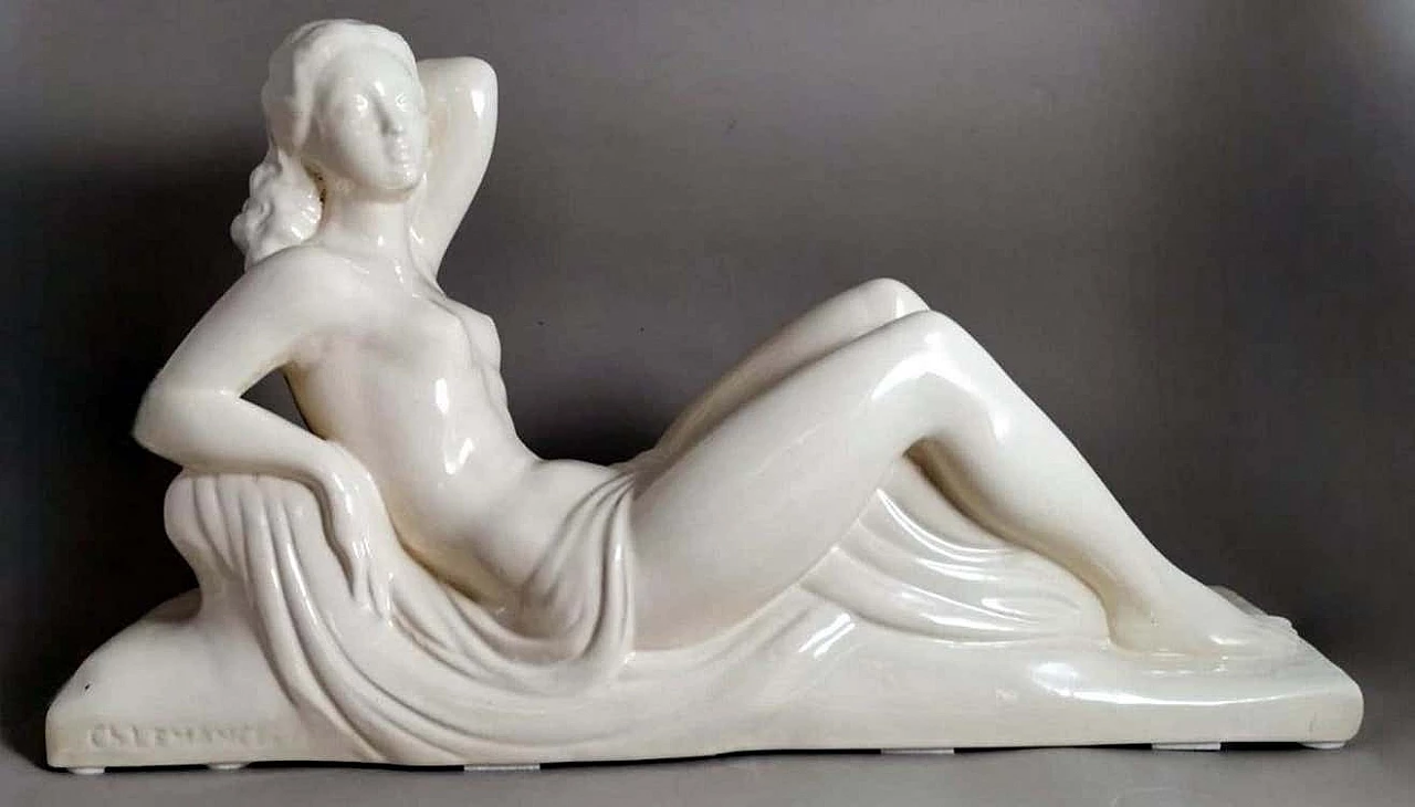 Statua Art Deco in ceramica di Charles Lemanceau, anni '20 1