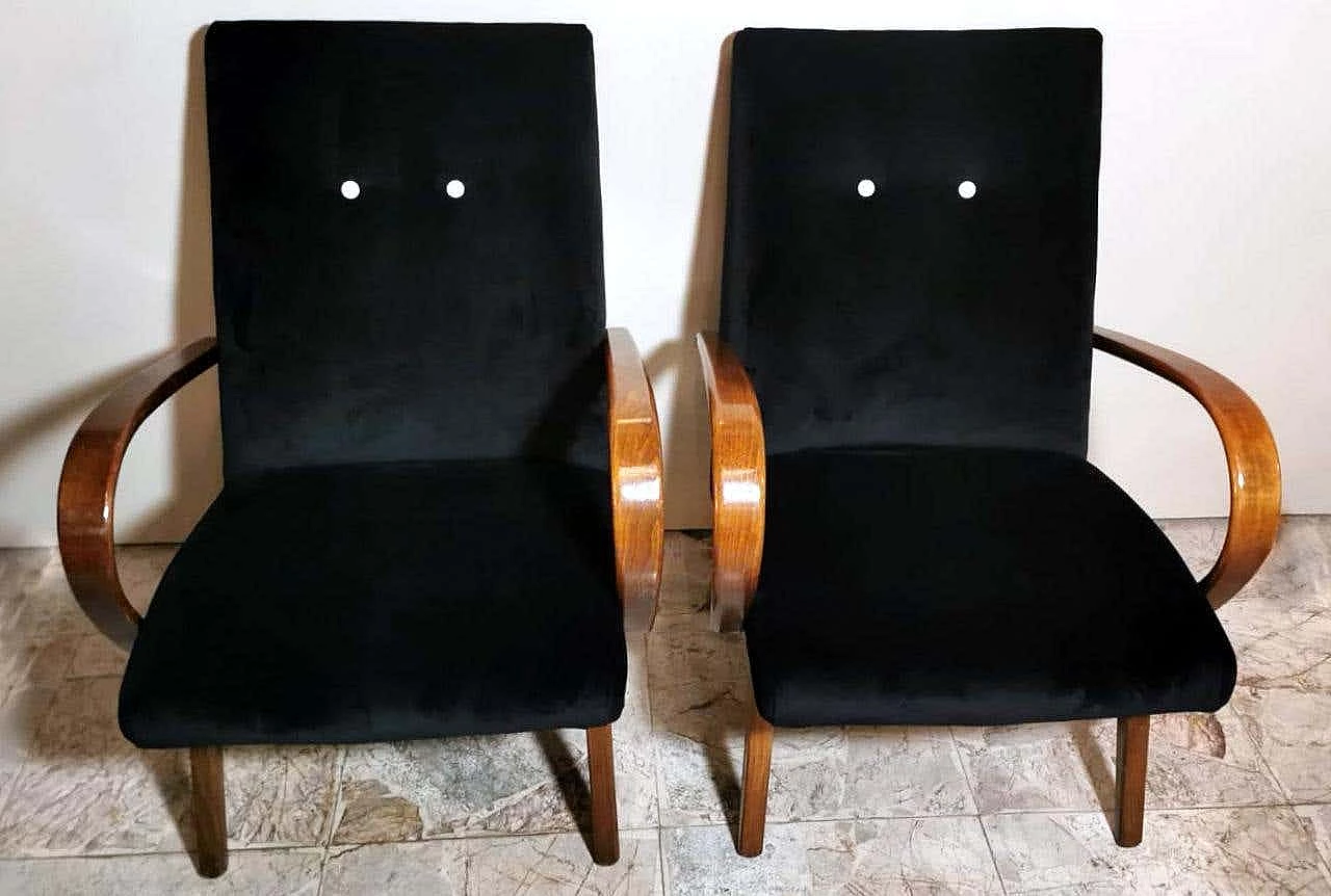Pair of Banannachair armchairs attributed to Jindrich Halabala, 1930s 1