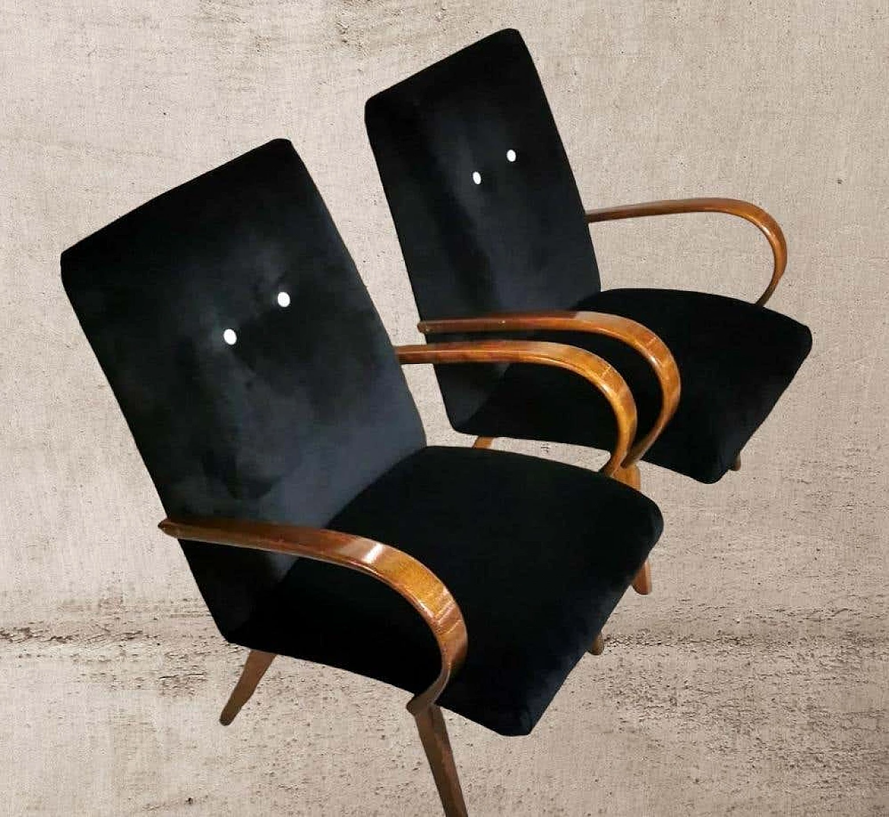 Pair of Banannachair armchairs attributed to Jindrich Halabala, 1930s 3