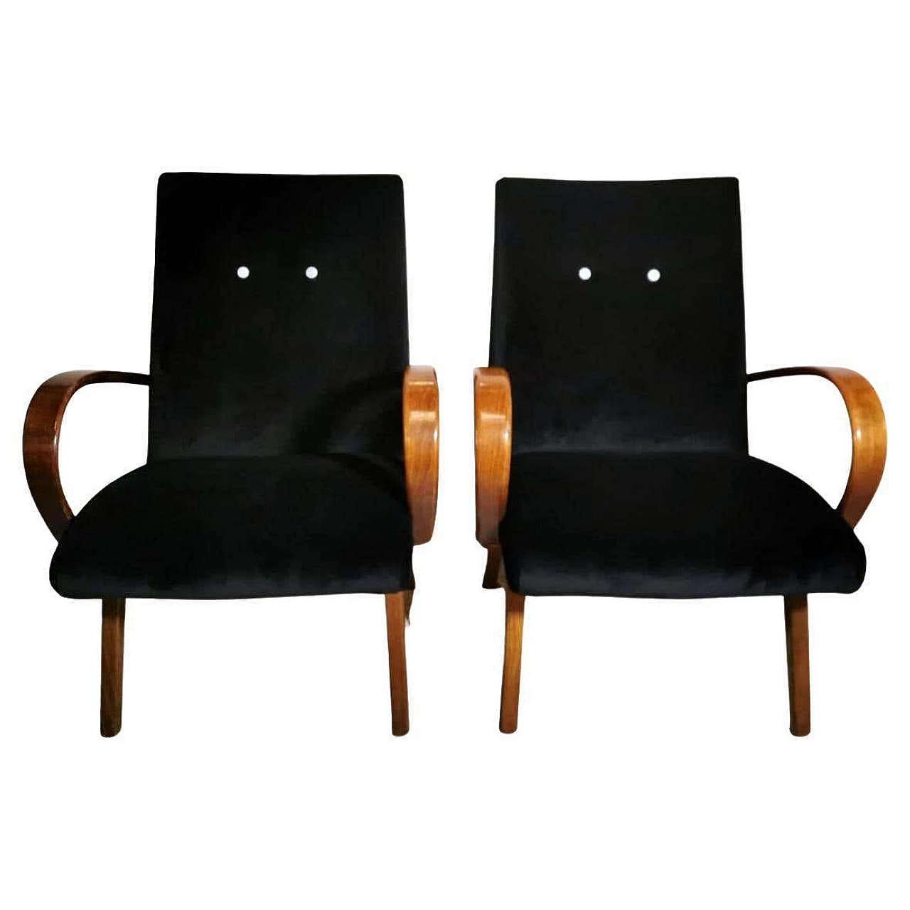 Pair of Banannachair armchairs attributed to Jindrich Halabala, 1930s 18
