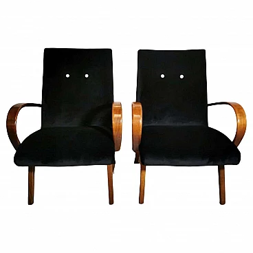 Pair of Banannachair armchairs attributed to Jindrich Halabala, 1930s