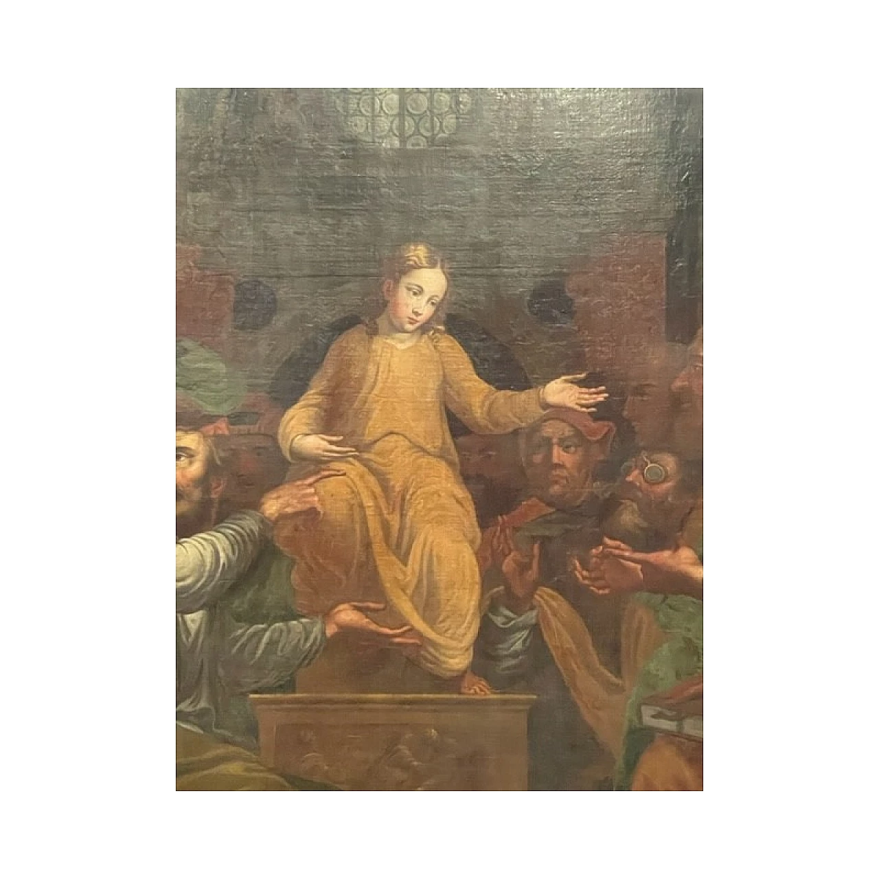 Pala d'altare raffigurante la disputa di Gesù con i dottori del tempio, olio su tela, '600 2
