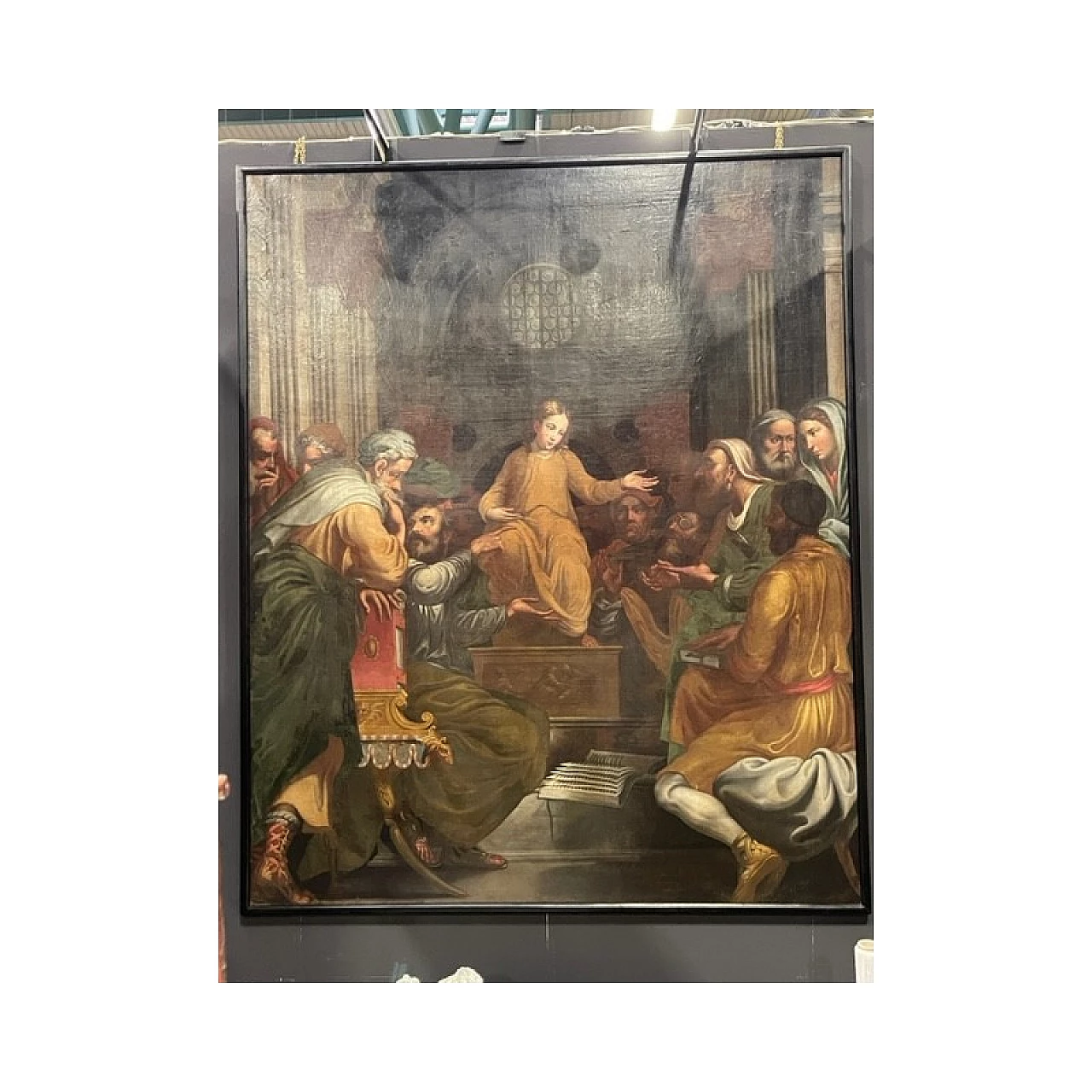 Pala d'altare raffigurante la disputa di Gesù con i dottori del tempio, olio su tela, '600 3
