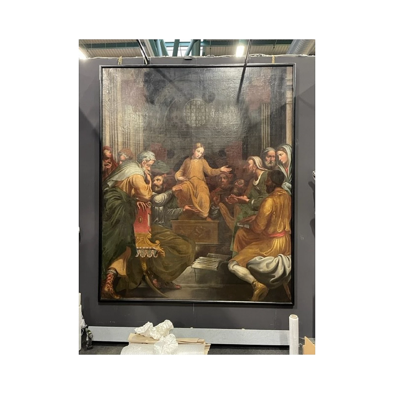 Pala d'altare raffigurante la disputa di Gesù con i dottori del tempio, olio su tela, '600 4