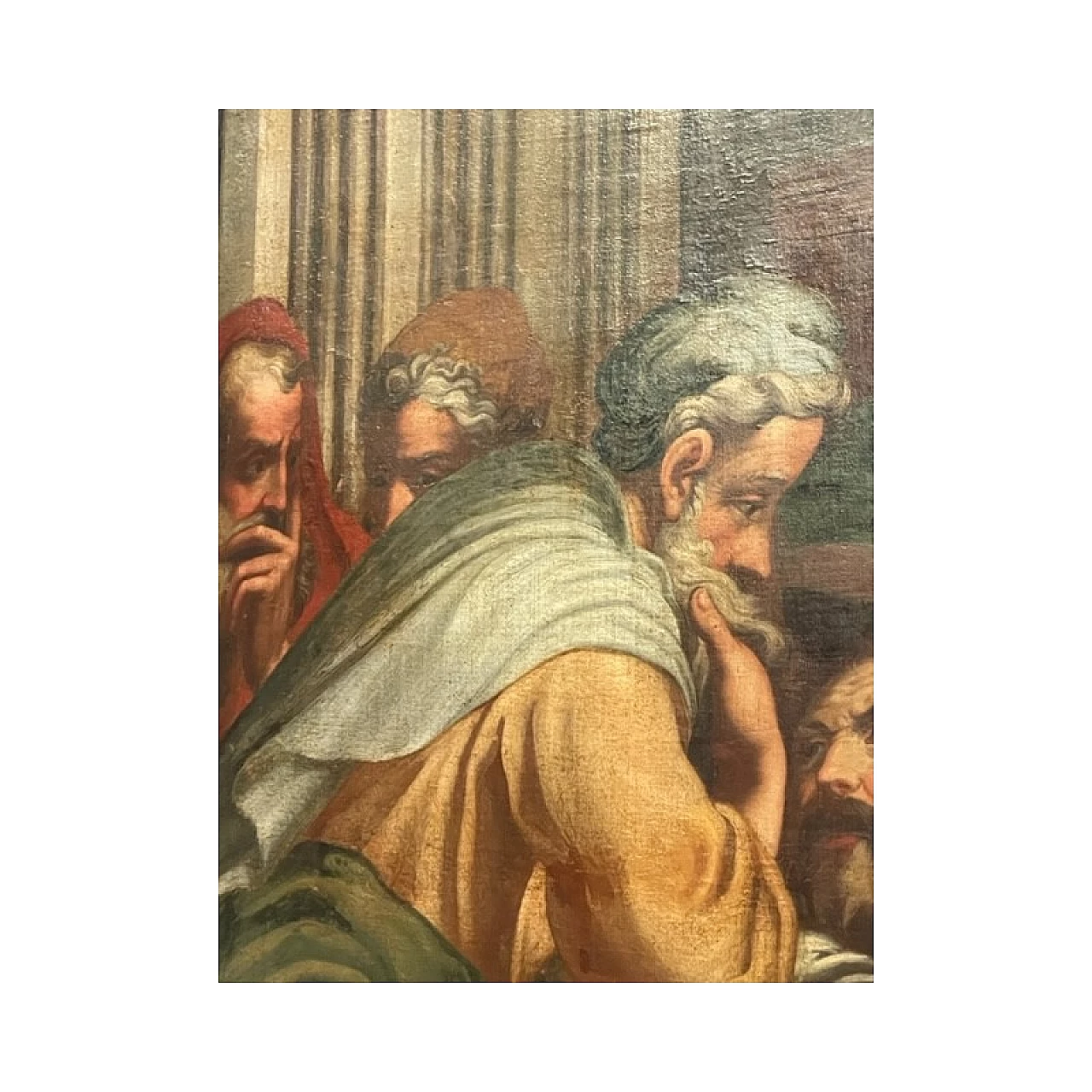 Pala d'altare raffigurante la disputa di Gesù con i dottori del tempio, olio su tela, '600 6