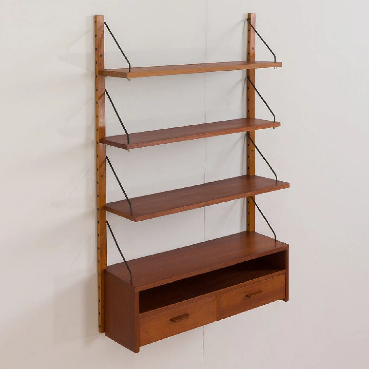 Danish teak bookcase with console and three shelves, 1960s 6