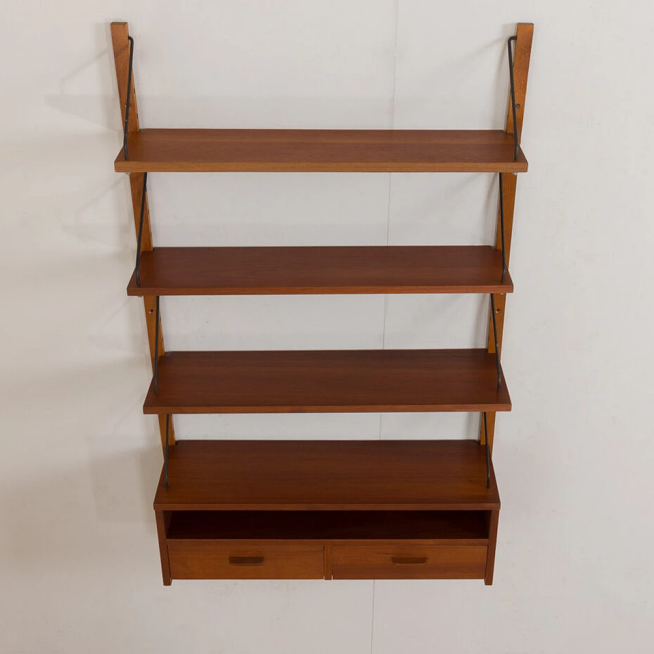 Danish teak bookcase with console and three shelves, 1960s 7