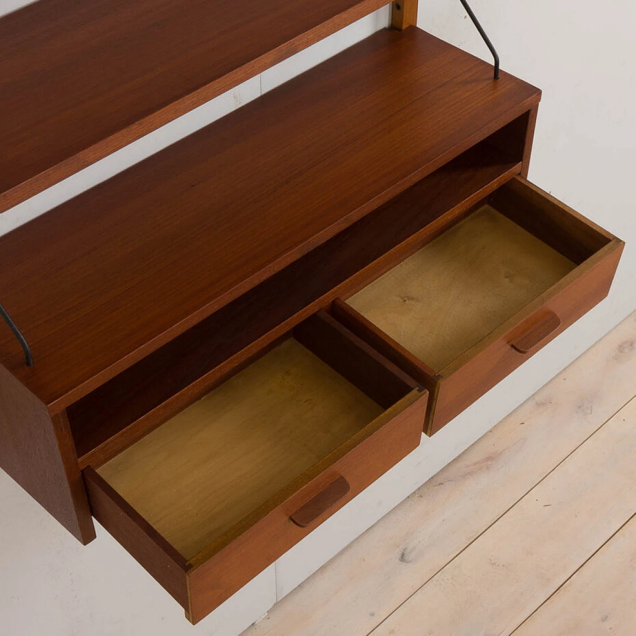 Danish teak bookcase with console and three shelves, 1960s 8