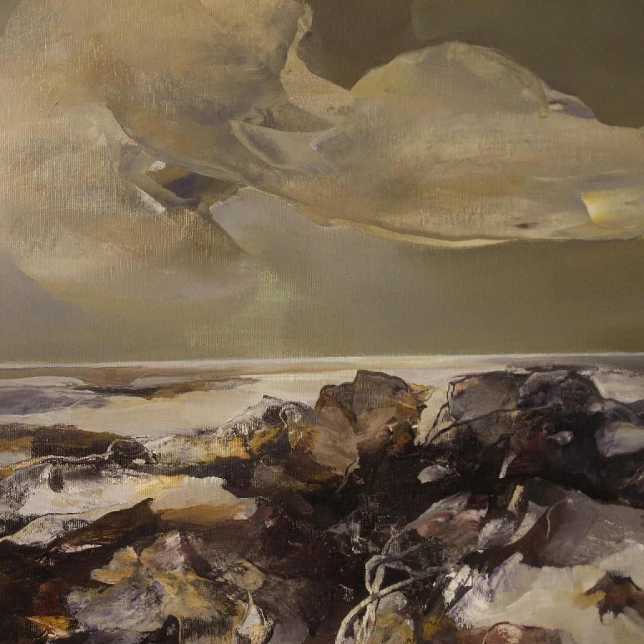 Ferruccio Rosini, dipinto di paesaggio marino, olio su tela, 1980 2