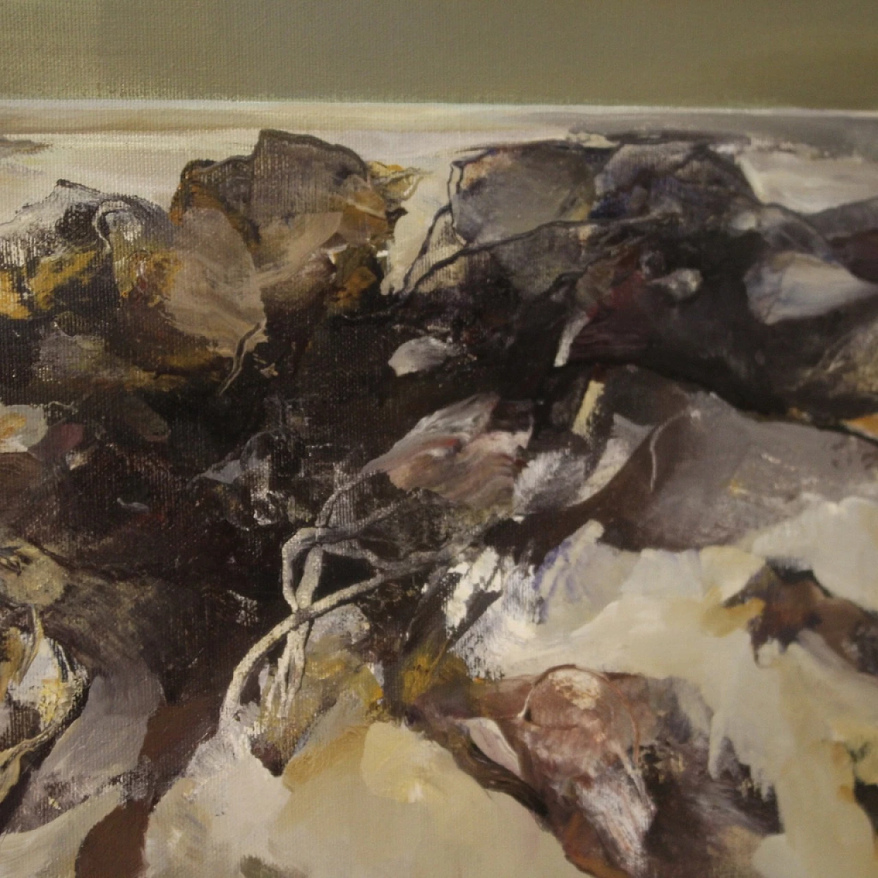 Ferruccio Rosini, dipinto di paesaggio marino, olio su tela, 1980 11