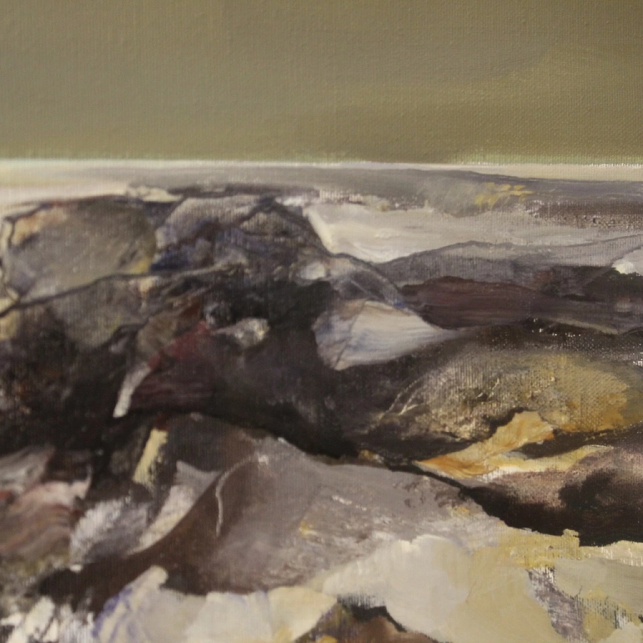 Ferruccio Rosini, dipinto di paesaggio marino, olio su tela, 1980 12