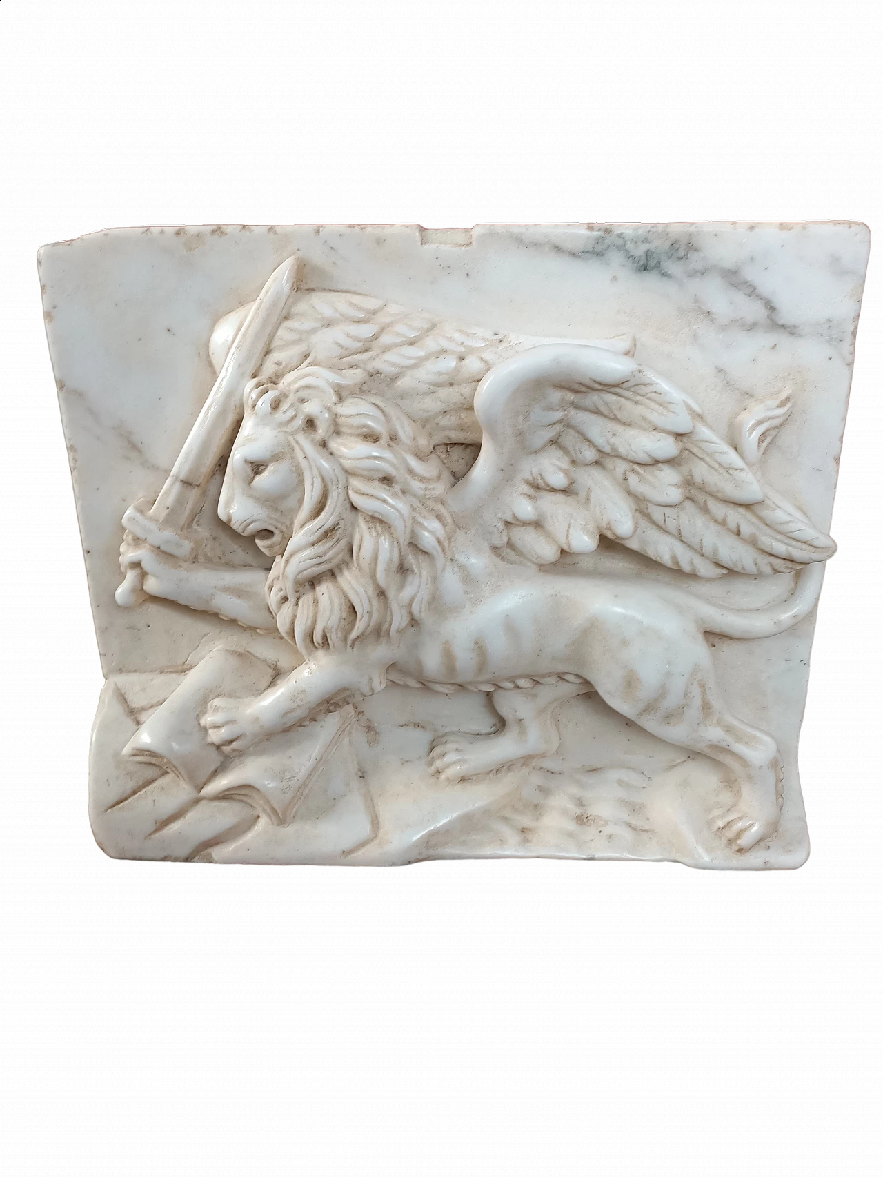 Bassorilievo del Leone di San Marco in marmo Calacatta, fine '800 5