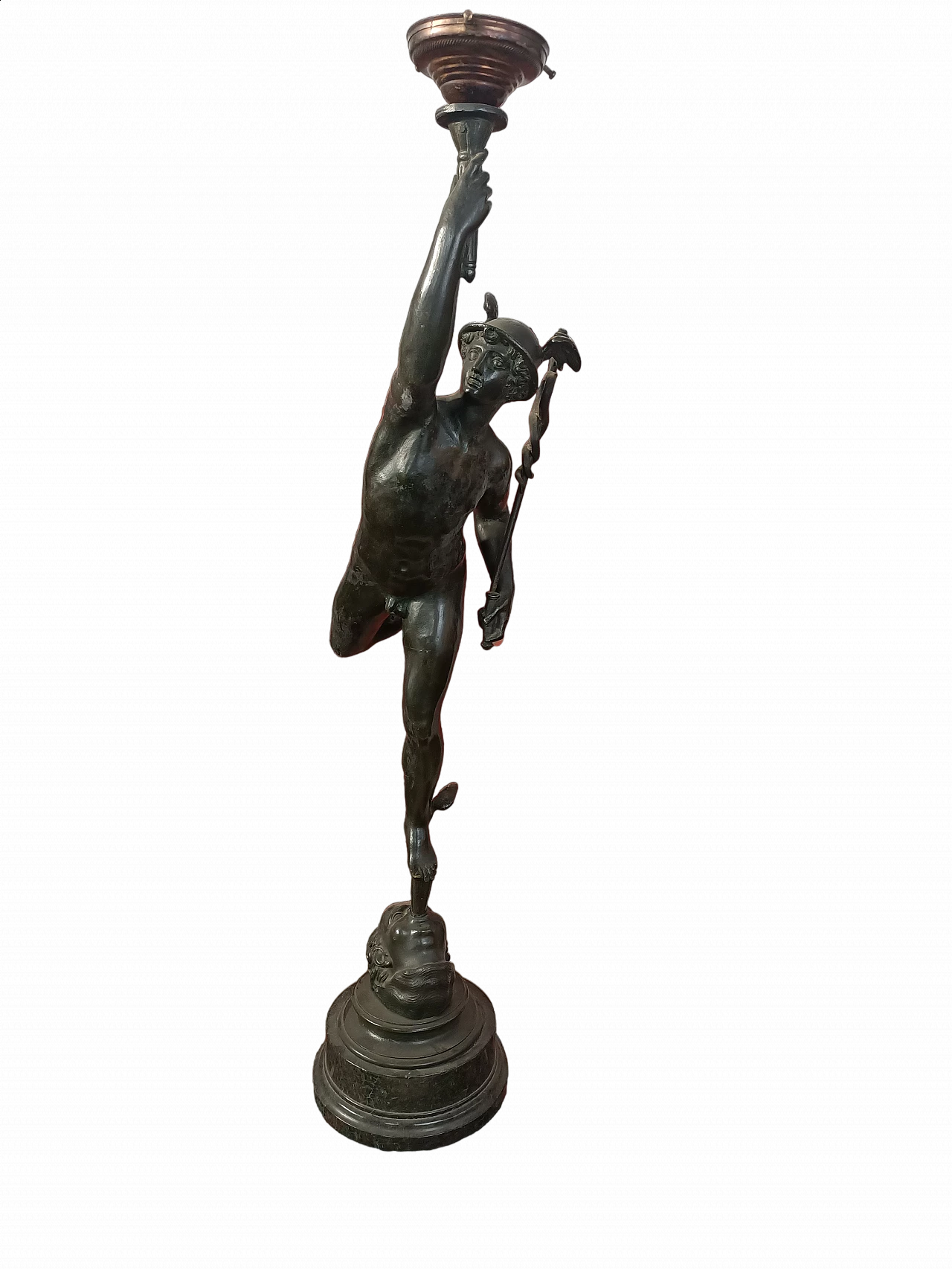 Scultura di Hermes in bronzo con lampada, '800 6