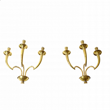 Pair of brass wall sconces, 1950s