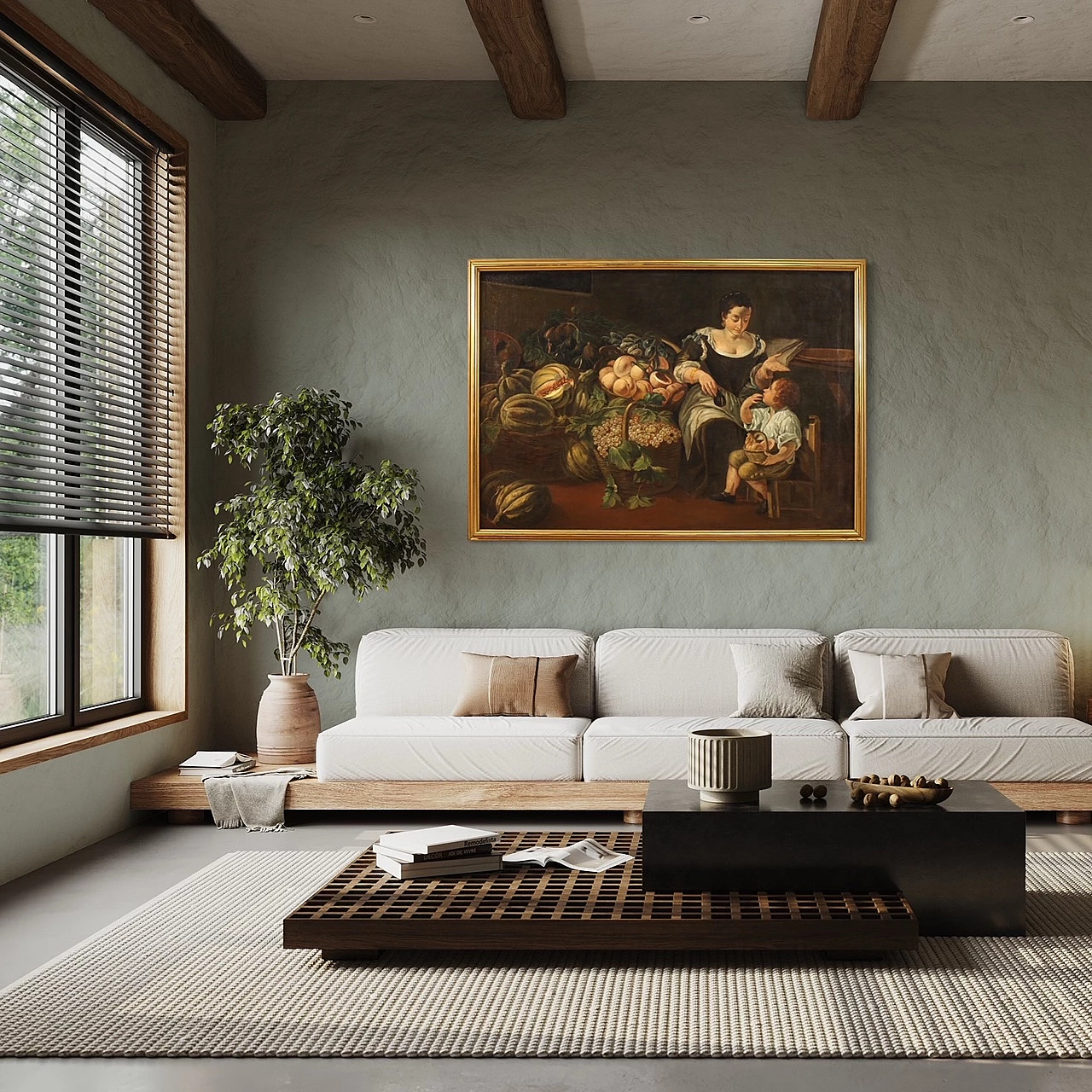 Genre scene painting with still life, oil on canvas, 18th century 13