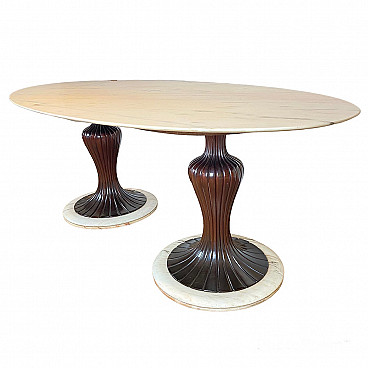Marble and wood dining table by Osvaldo Borsani for Atelier Borsani Varedo, 1950s