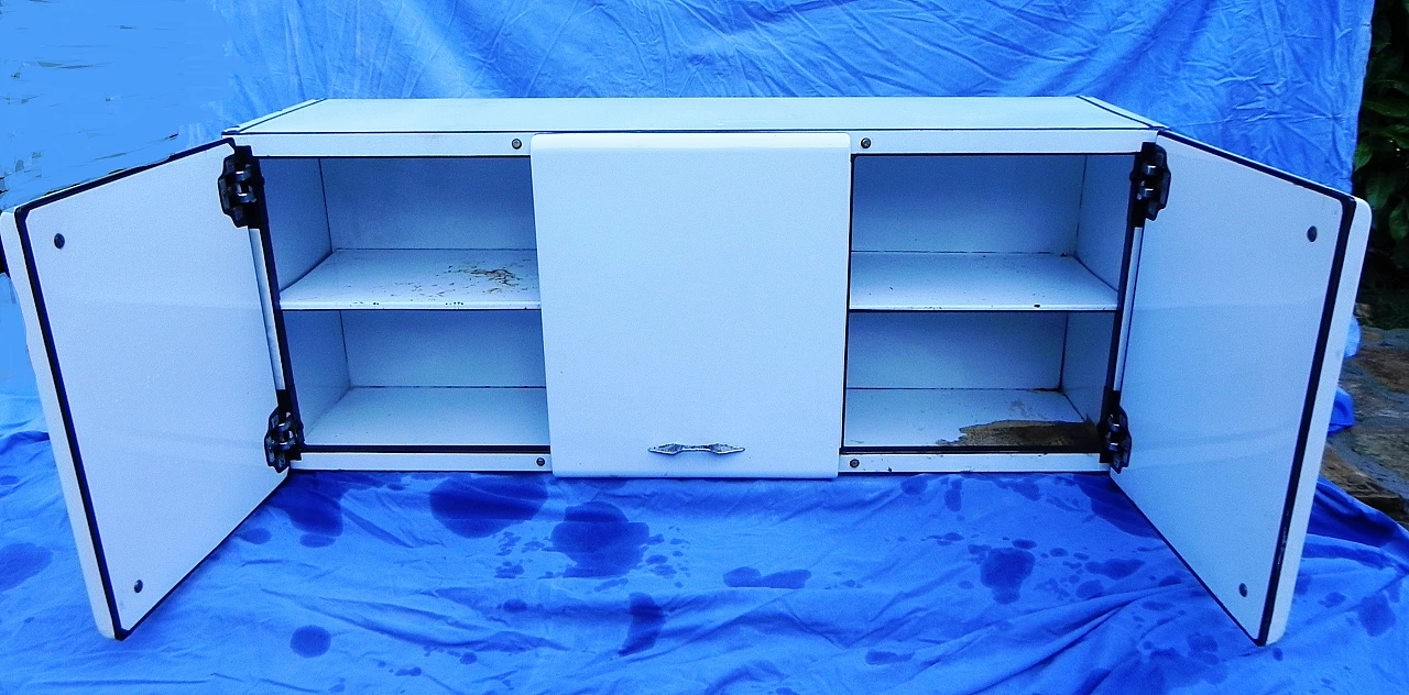 White enameled sheet metal hanging sideboard by Soal, 1950s 3