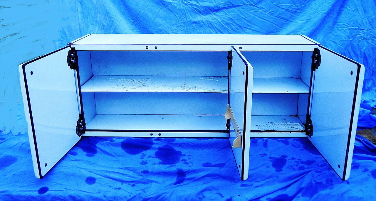 White enameled sheet metal hanging sideboard by Soal, 1950s 4