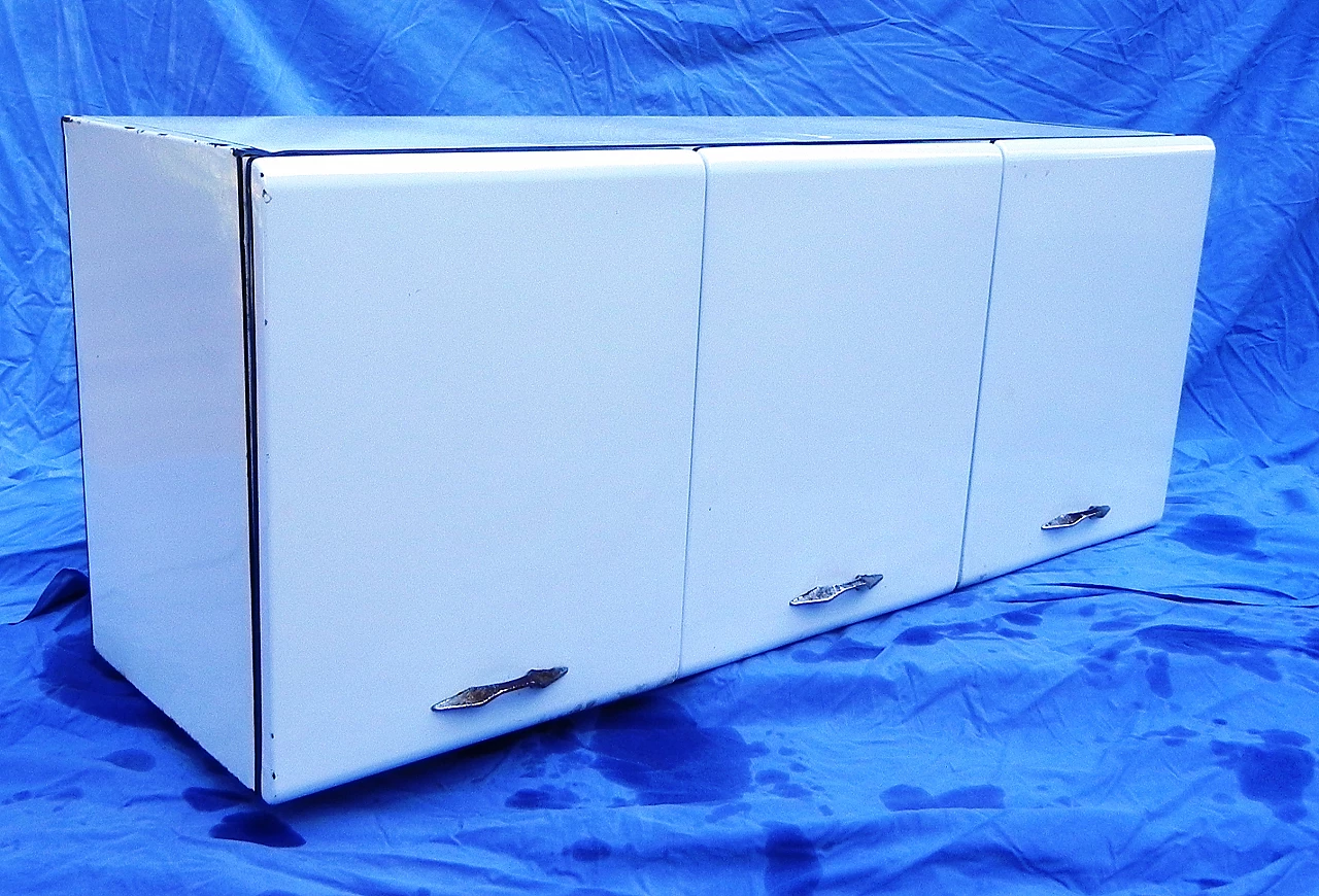 White enameled sheet metal hanging sideboard by Soal, 1950s 5