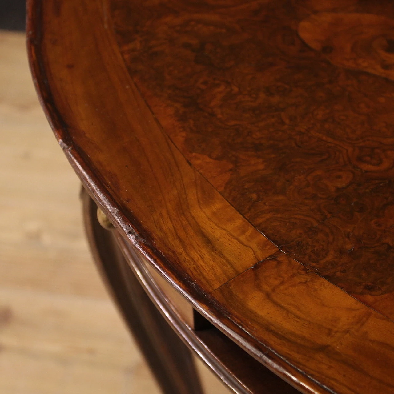 Round veneered wood game table, 1950s 5