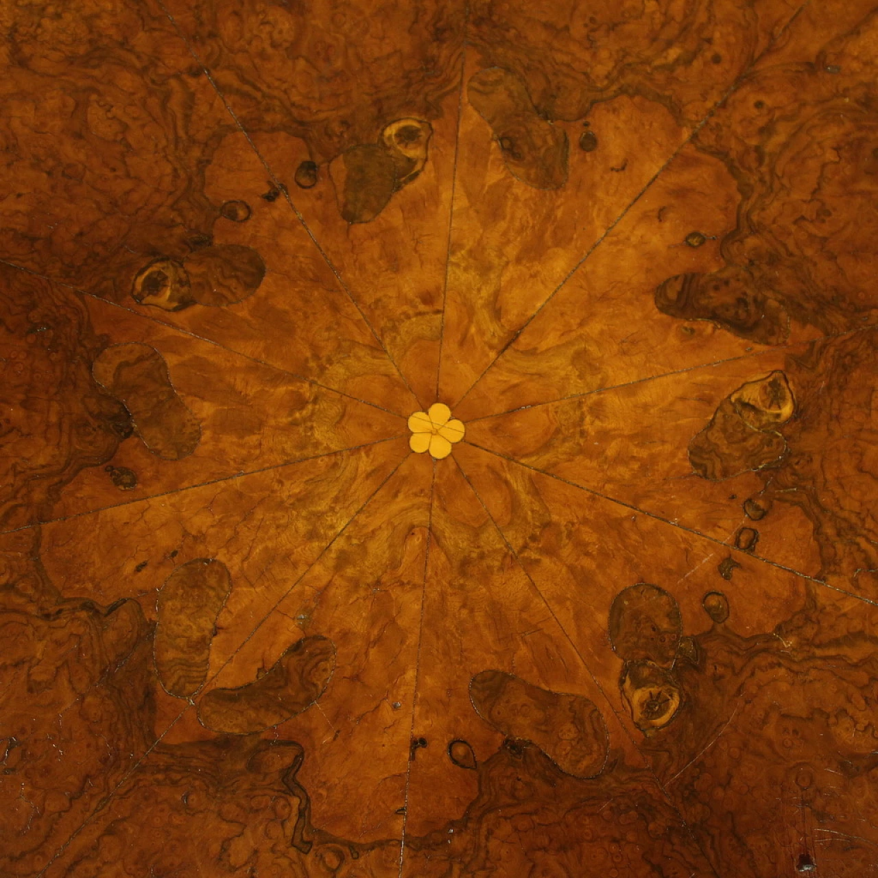 Round veneered wood game table, 1950s 6