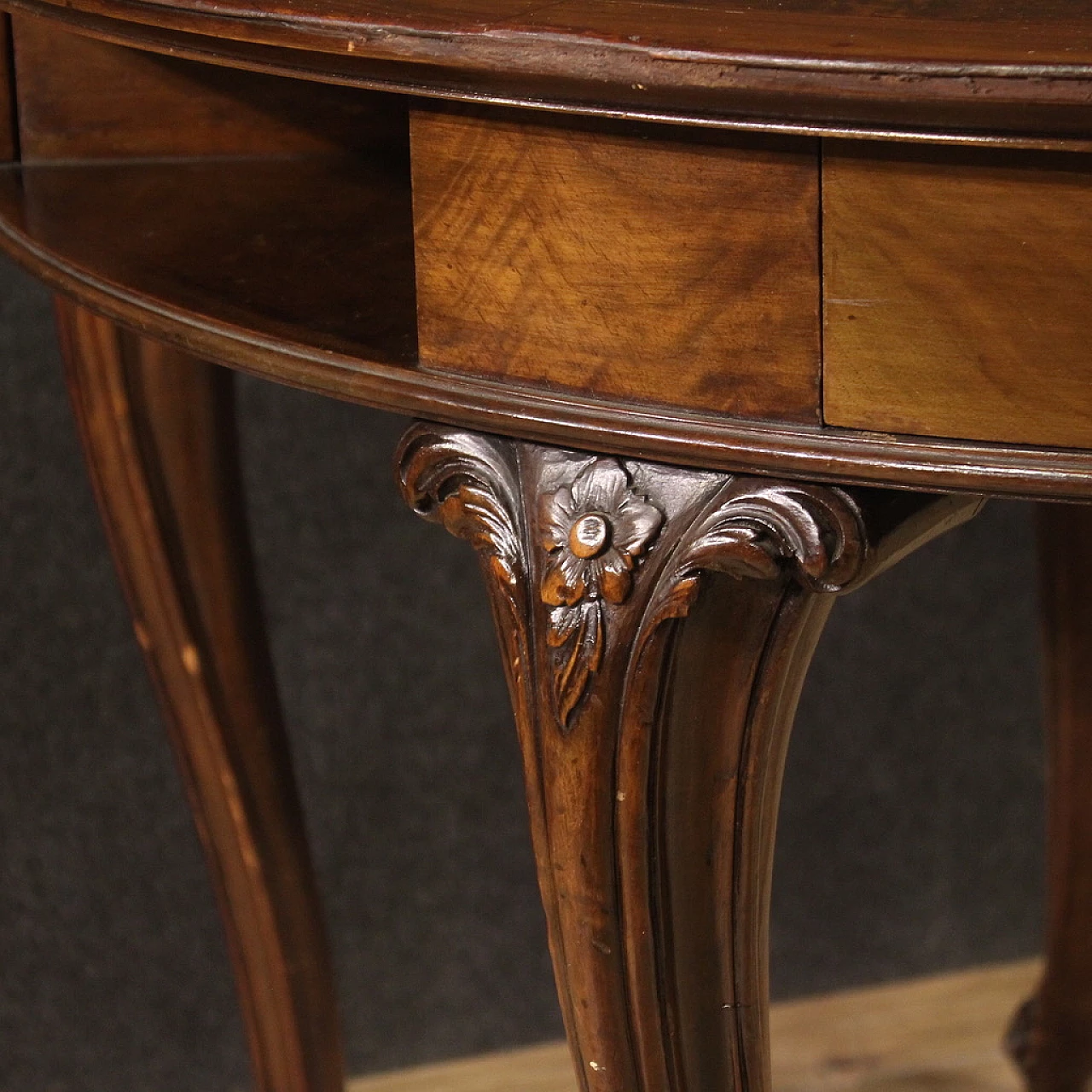 Round veneered wood game table, 1950s 10