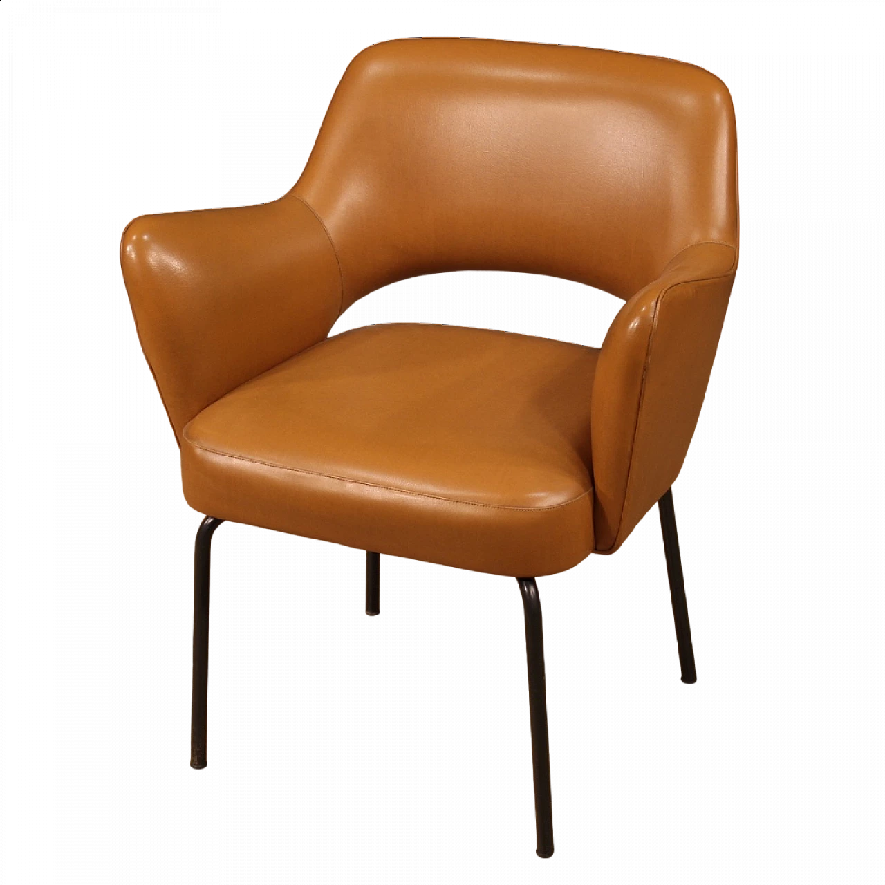 Leatherette and metal armchair by Mobiltecnica Torino, 1980s 13