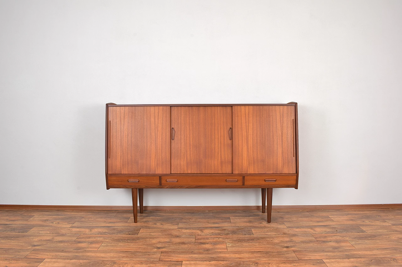 Danish teak sideboard with sliding doors and drawers, 1960s 1