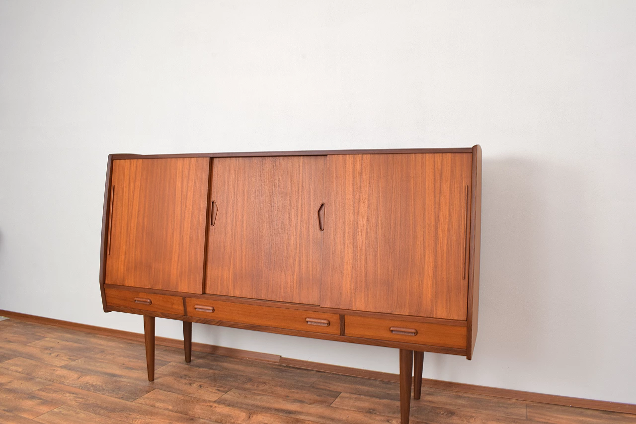 Danish teak sideboard with sliding doors and drawers, 1960s 11
