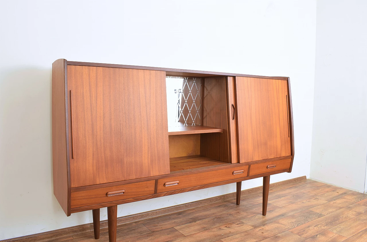 Danish teak sideboard with sliding doors and drawers, 1960s 12