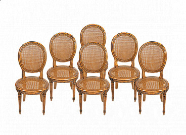 6 Napoleon III chairs in solid walnut, 19th century