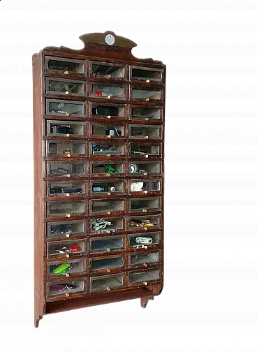 Wood and glass hanging dresser, 1940s