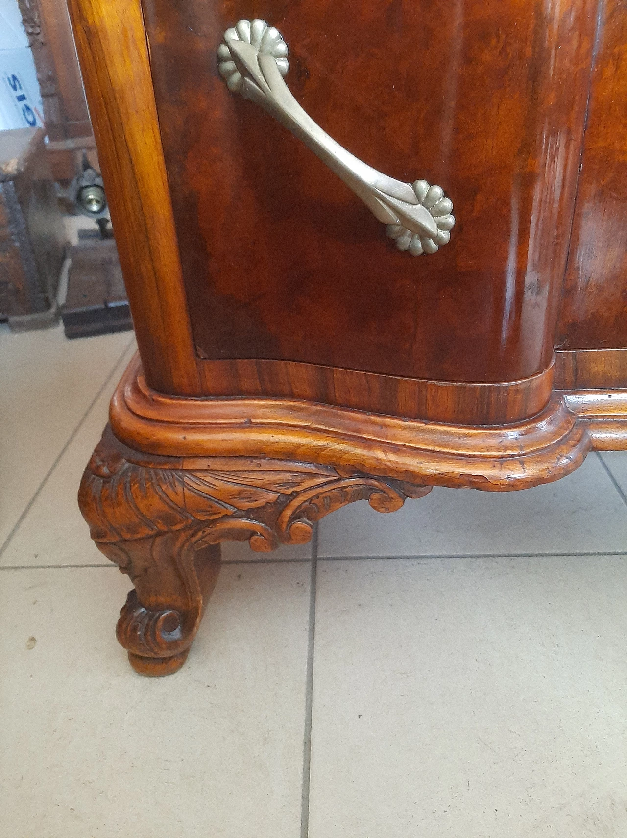 Walnut-root sideboard with marble top, 1950s 6