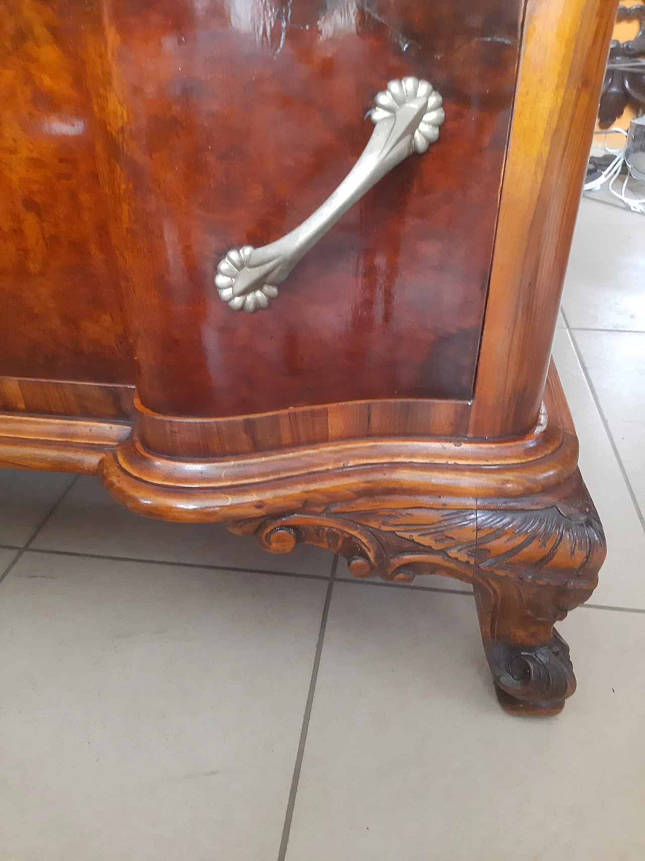 Walnut-root sideboard with marble top, 1950s 7